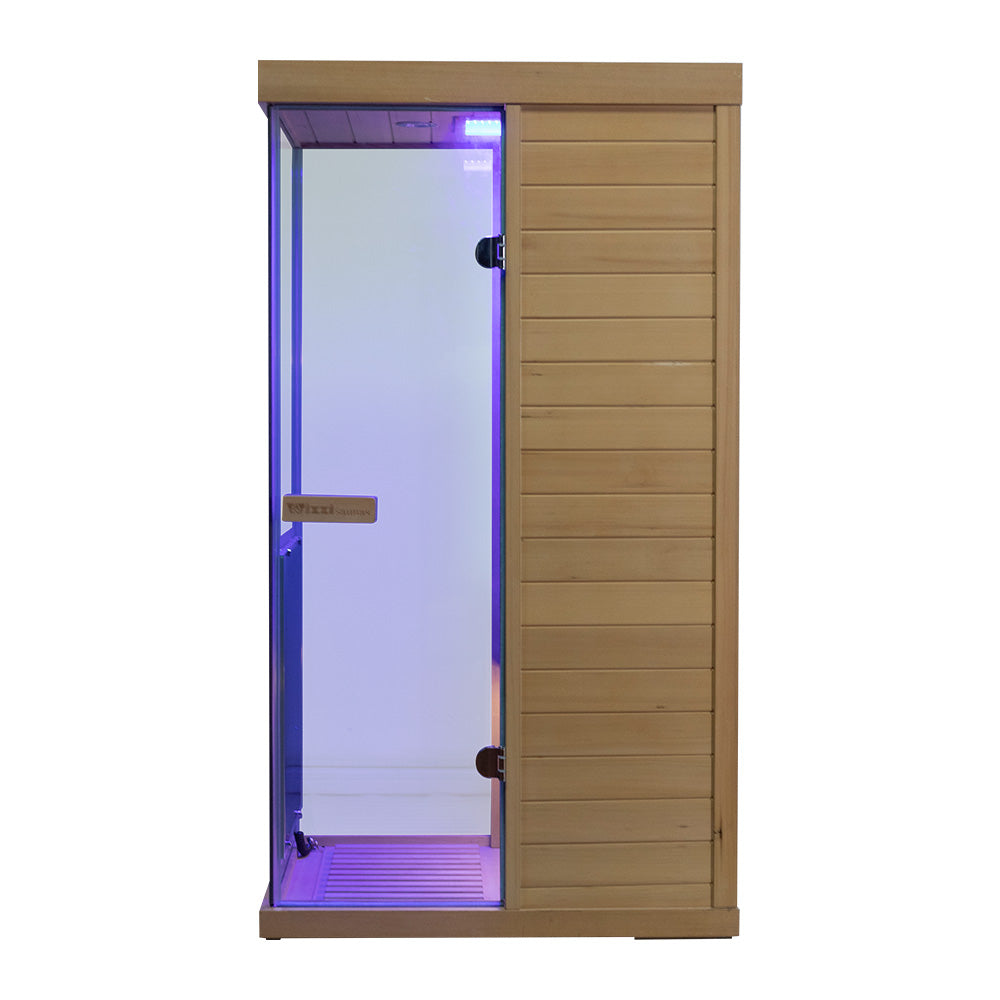 Wizzisaunas 909MHX Mini 1 Person Hemlock Infrared Sauna